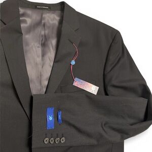 NWT EGARA Suit Jacket Men's Black Slim Fit Wool Blend 44 Long businesswear